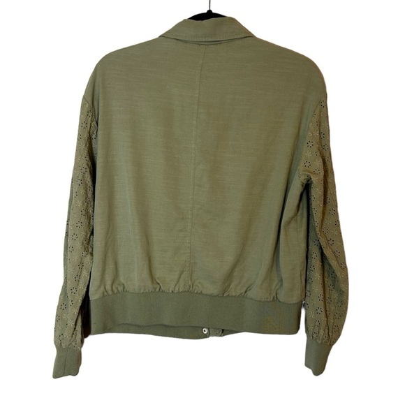 7 for All Mankind Embroidered Eyelet Sleeve Bomber Jacket - Picture 4 of 10